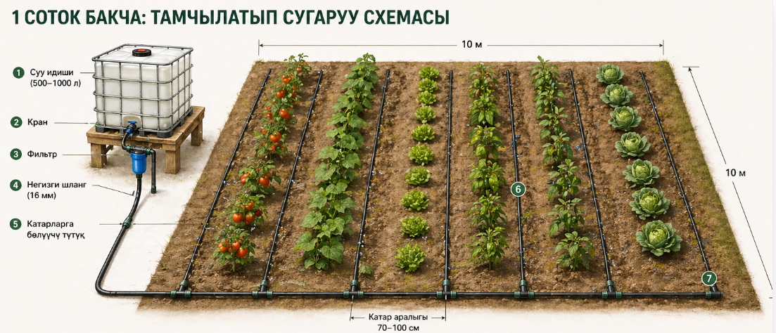 Тамчылатып сугаруу схемасы